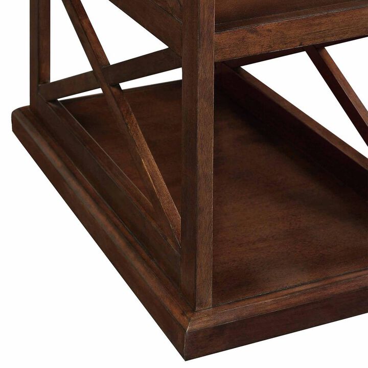 Convenience Concepts Coventry Chairside End Table with Shelves Espresso