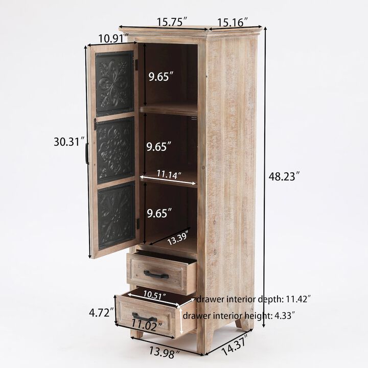 LuxenHome Metal and Wood Tall Tower Cabinet