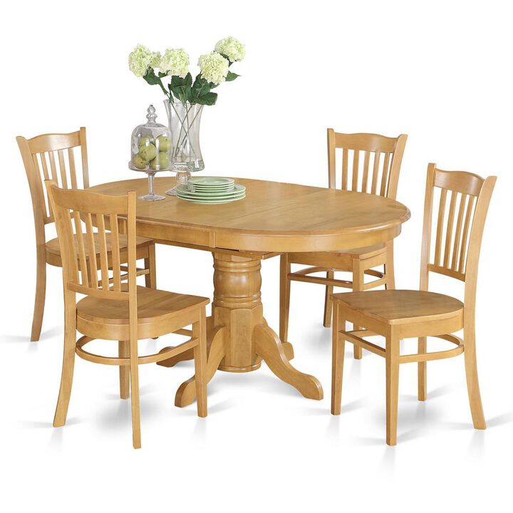 5 Pc Dining Room Set for 4 – Table with Leaf and 4 Dining Chairs