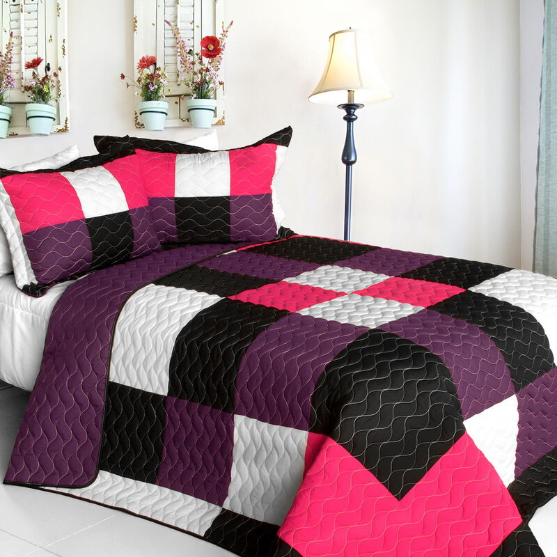 Vermicelli Quilted Patchwork Bedding Set Queen Size Partner Decorative Design image number 0