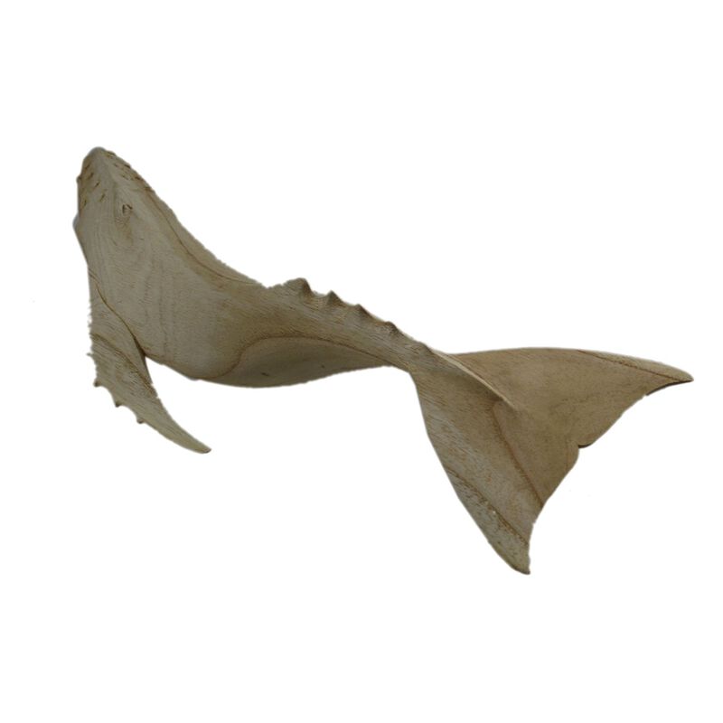Carved Natural Wood Humpback Whale Tabletop Statue 20 Inches Long image number 2