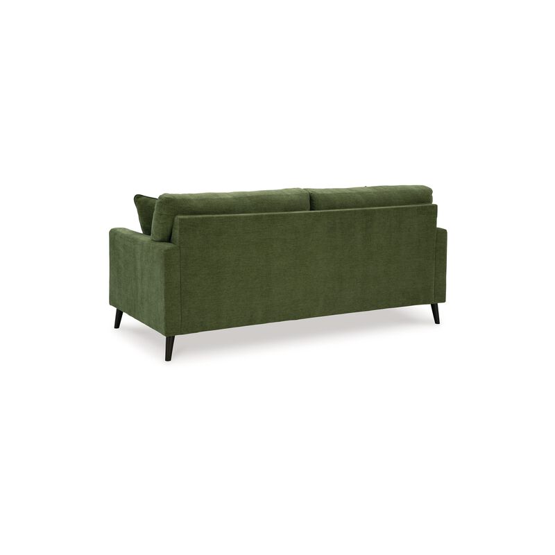 Bixy Sofa, 2 Accent Throw Pillows, 79 Inch Green Tufted Polyester - Benzara