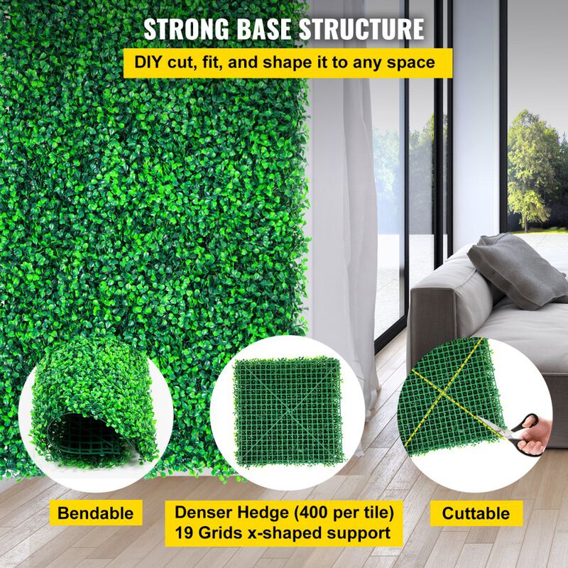 20 Pack Artificial Boxwood Panels PE Hedge Wall for Backyard Fence Indoor Outdoor Decor-Green image number 4