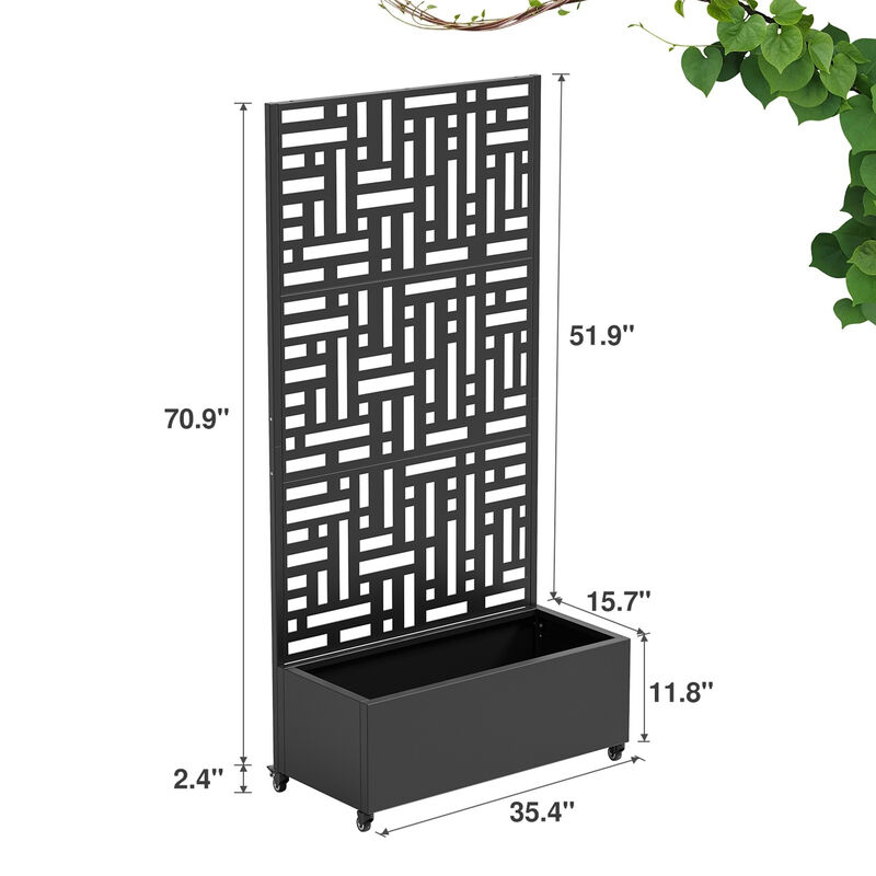 71*35.5 Metal Planter Box with Trellis image number 1