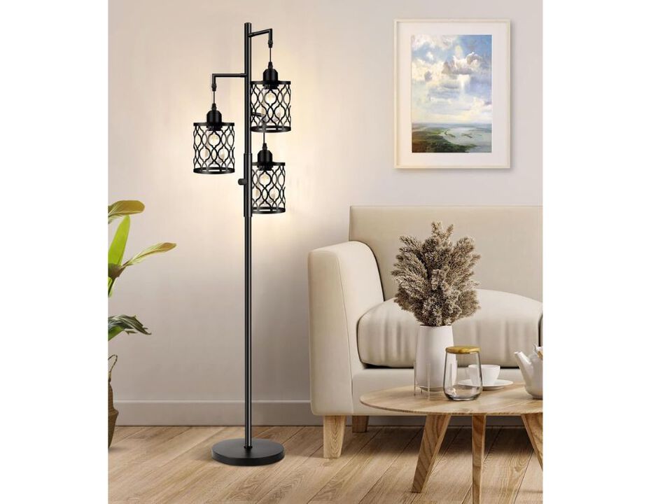 Farmhouse Floor Lamp – 68" Tall, 3-Light Cage Design