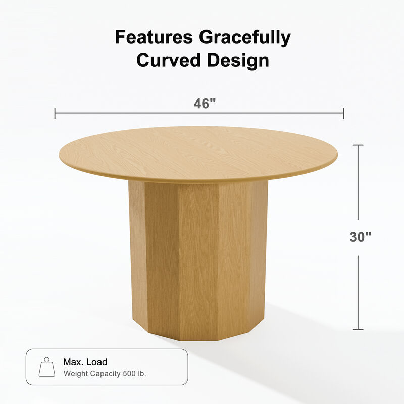 46 Round Edge Wooden Dining Table