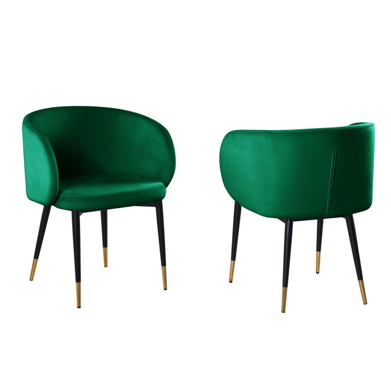 Best Master Furniture Hemingway Velvet Upholstered Side Chair In Green