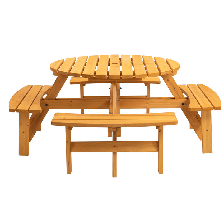 Gwogfa 8 Person Wooden Picnic Table
