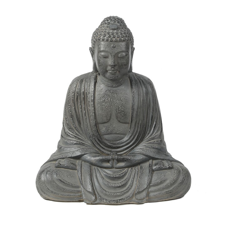 LuxenHome Gray MgO 17in. H Meditating Buddha Garden Statue