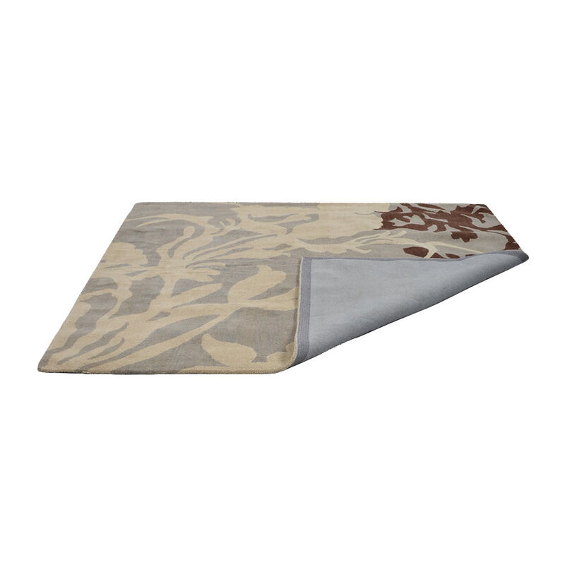 RUGSOTIC CARPETS HAND TUFTED WOOL ECO-FRIENDLY AREA RUGS  - Square Shape, Gray & White, Floral Modern Design, High Pile  Handmade Anti Skid Area Rugs for Living Room, Bed Room (K00511) image number 6