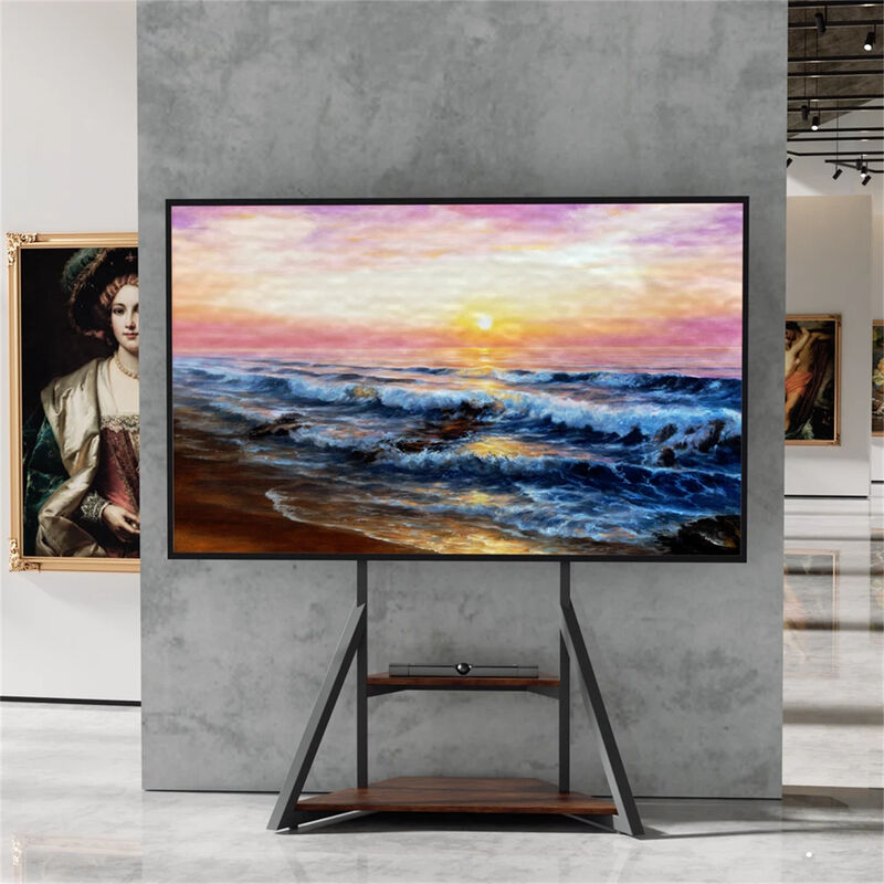 Universal TV Floor Mount Stand with Shelves and Height Adjustable for 40-75 inch image number 7