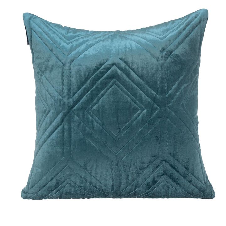 20" Blue Soft Textured Velvet Transitional Throw Pillow