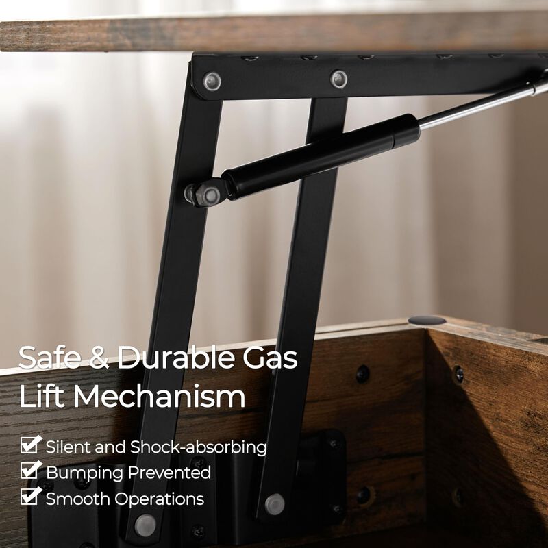 Yaheetech Vintage Coffee Table, Lift Top Coffee Table with Large Hidden Storage Shelf, Lift Tabletop Dining Table for Living Roo