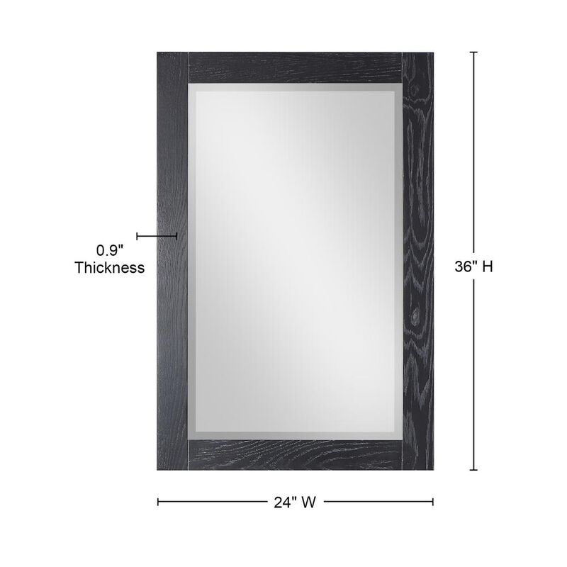 Altair 24 Rectangular Bathroom Wood Framed Wall Mirror in Black Oak