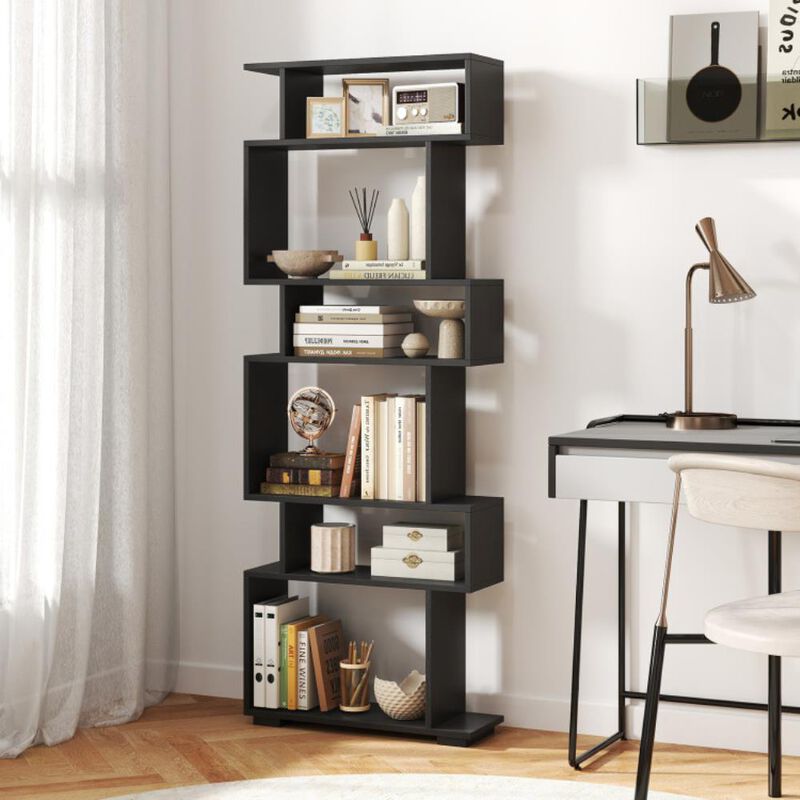 Hivvago 6-Tier Geometric Bookshelf with 2 Anti-Tipping Kits for Home Office