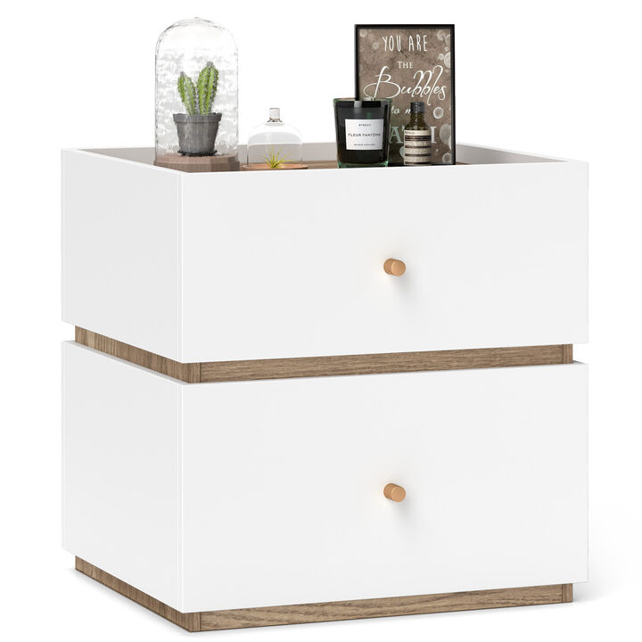 Functional Modern Nightstand with 2 Drawers for Bedroom or Living Room