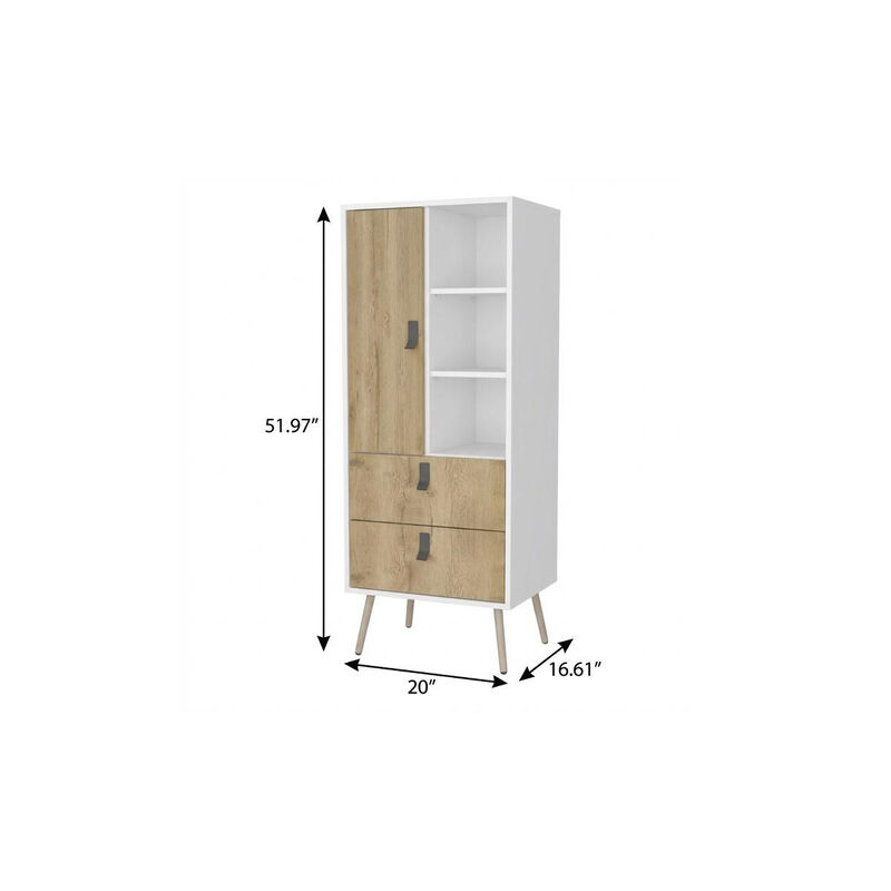 HomeRoots 20" White and Natural Two Drawer Chest image number 5