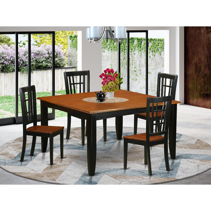 5 PC Dining room set-Dining Table and 4 Wooden Dining Chairs