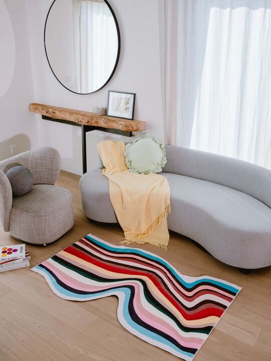 Lany Space 3'x5' Ruuner Rug, Washable Rugs Non-Slip, Irregular Shaped Multicolor Contour Rug for Living Room