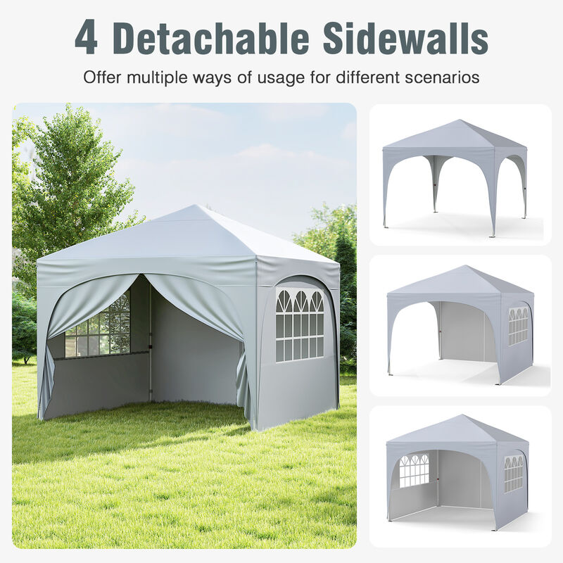Outdoor Pop-Up Tent with 4 Detachable Side Panels &ndash; Folding Canopy for Patio, Garden, Market