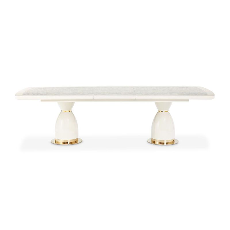 Michael Amini Lisbon Double Pedestal Dining Table - Silken Matte Cream image number 3