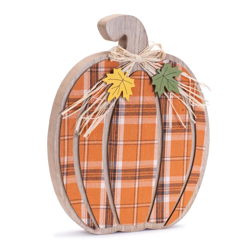 Plaid Fabric Pumpkins for Autumn Centerpieces or Mantel Styling, Set of 2