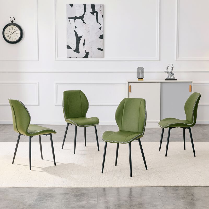 Whisen 4-Pack PU Leather Dining Chairs with Adjustable Feet, Metal Frame, Light Luxury Upholstered Chairs for Dining Room, Office, Study image number 2