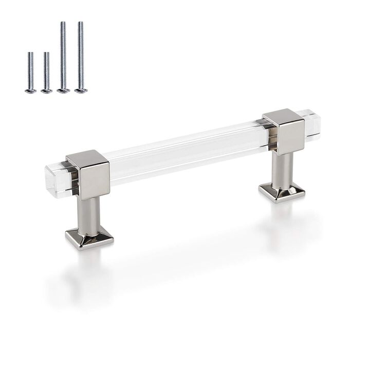 Mengico 3-3/4 Inch Cabinet Pulls Kitchen Cabinet Handles Polished Chrome Modern Drawer Pulls 20 Pack Acrylic Cabinet Hardware fo