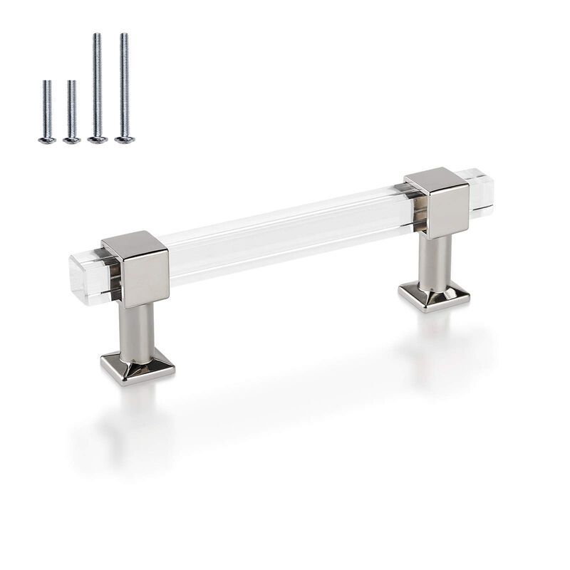 Mengico 3-3/4 Inch Cabinet Pulls Kitchen Cabinet Handles Polished Chrome Modern Drawer Pulls 20 Pack Acrylic Cabinet Hardware fo