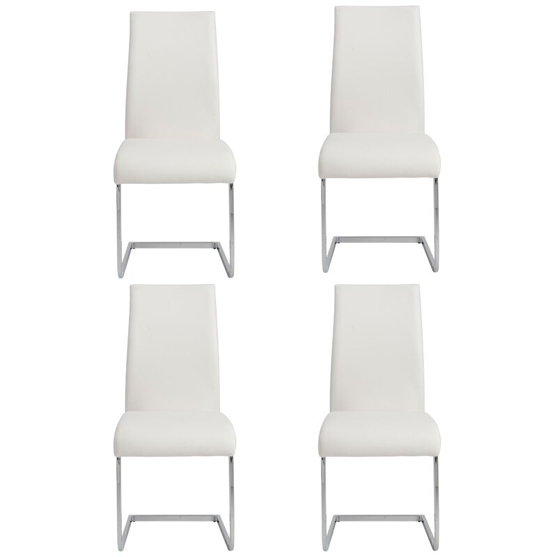 Modern Faux Leather Cantilever Chairs &ndash; Set of 4 Long Back Chairs
