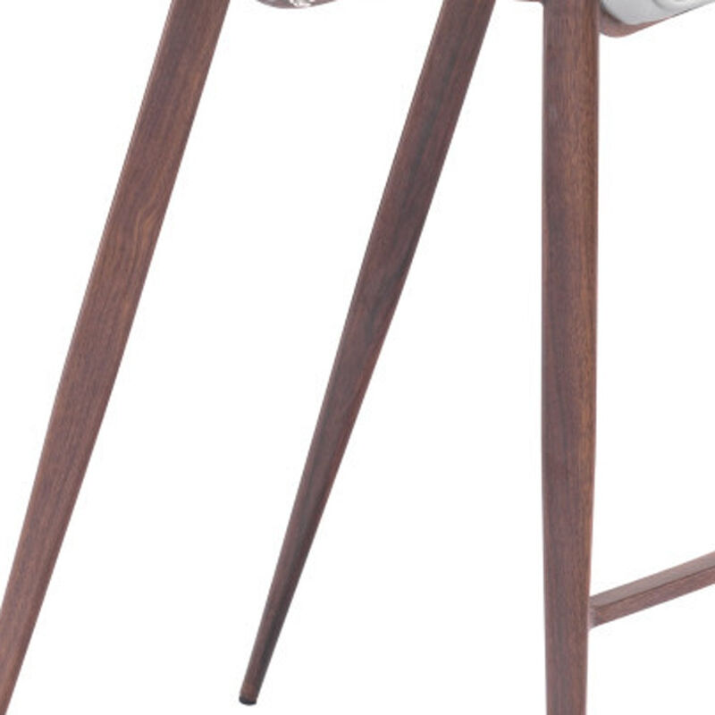 Hivvago Set of Two 30 Inch White And Brown Steel Low Back Bar Height Bar Chairs