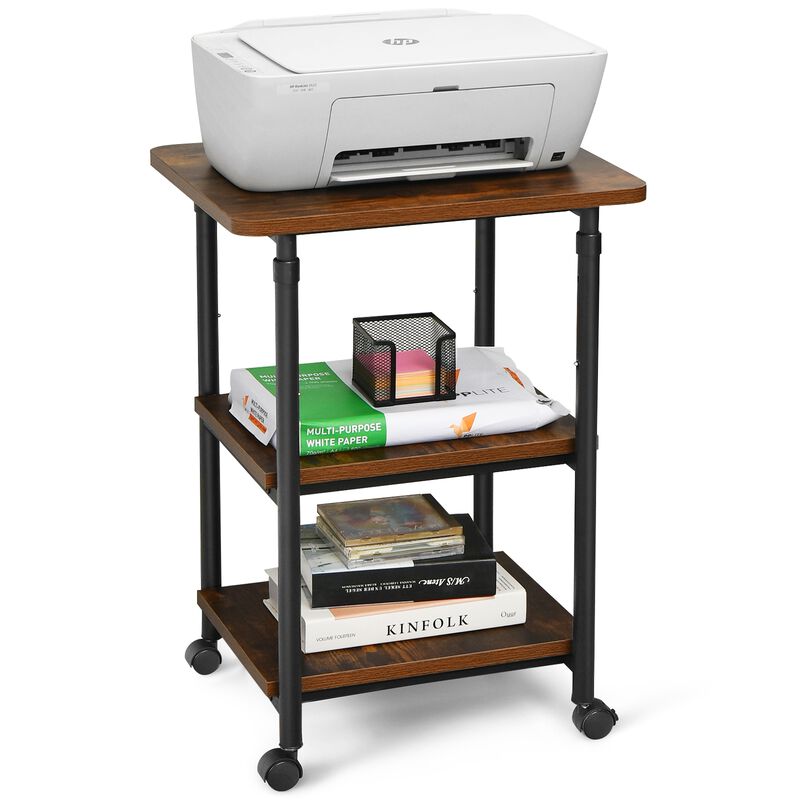 3-tier Adjustable Printer Stand with 360� Swivel Casters