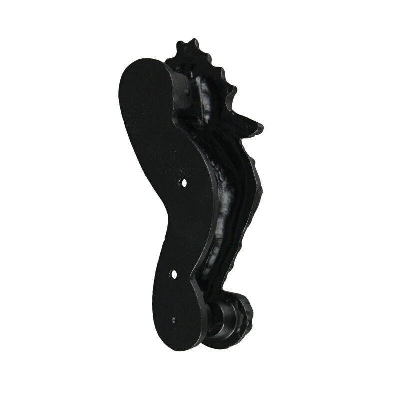 Rustic Black Enamel Cast Iron Coastal Seahorse Door Knocker Sea Horse image number 2