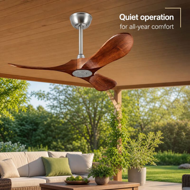 36" Small Wood Ceiling Fan Without Light 6 Speed image number 4