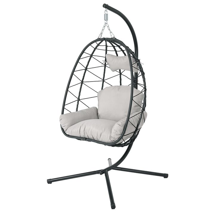 Hivvago Wicker Hanging Egg Chair with Stand