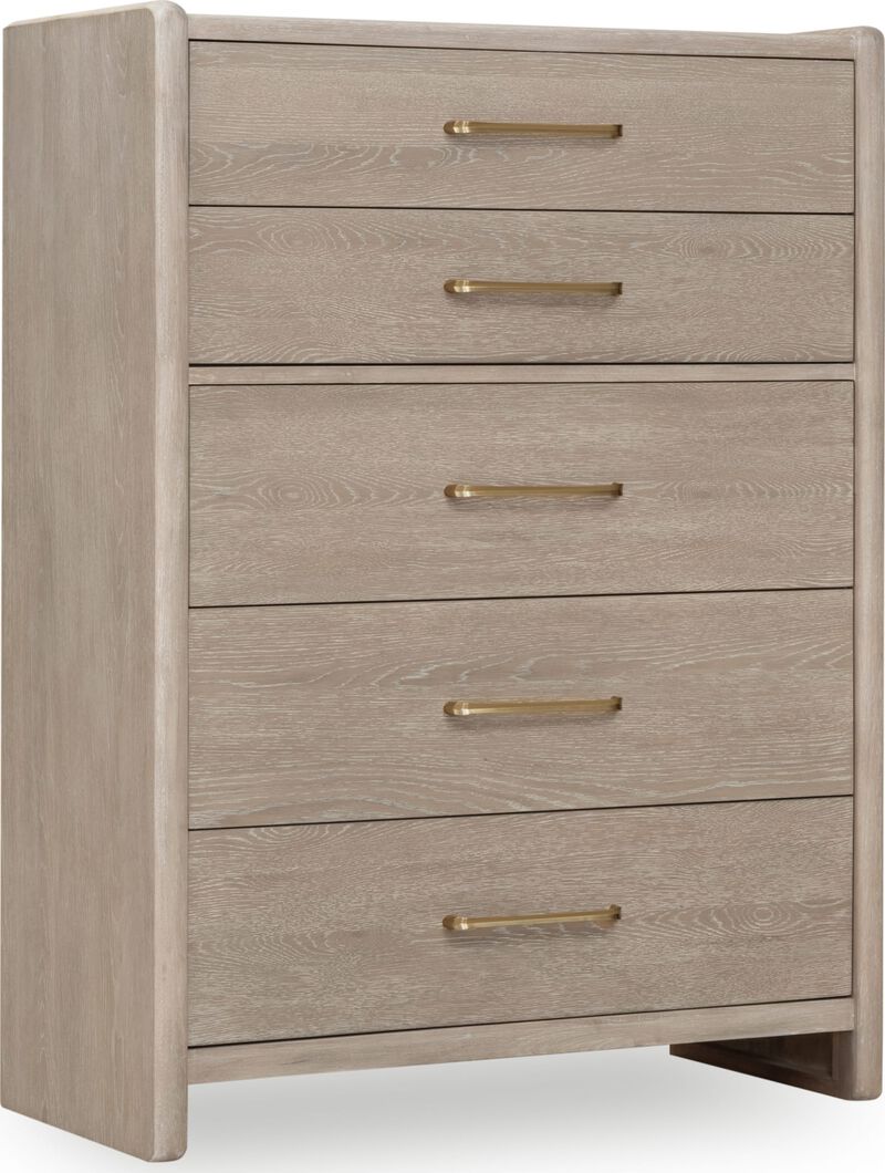 Gardenia Five Drawer Oak Wood Chest in Chai