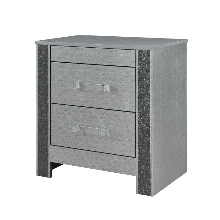 Logan Silver Modern Glam Nightstand
