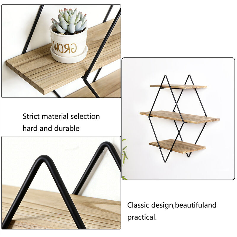 3 Tier Wall Floating Ledge Shelves Wall Decor Storage Shelf Booke Display Rack image number 6