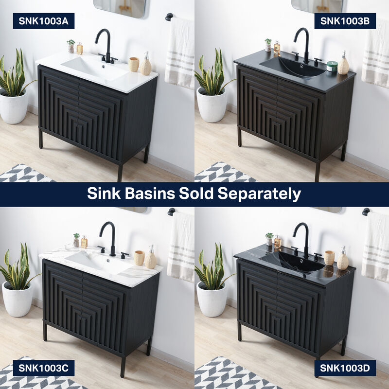Rowan 30" Geometric Modern Transitional 2-Shelf Bath Vanity Cabinet Only (Sink Basin Not Included) image number 6