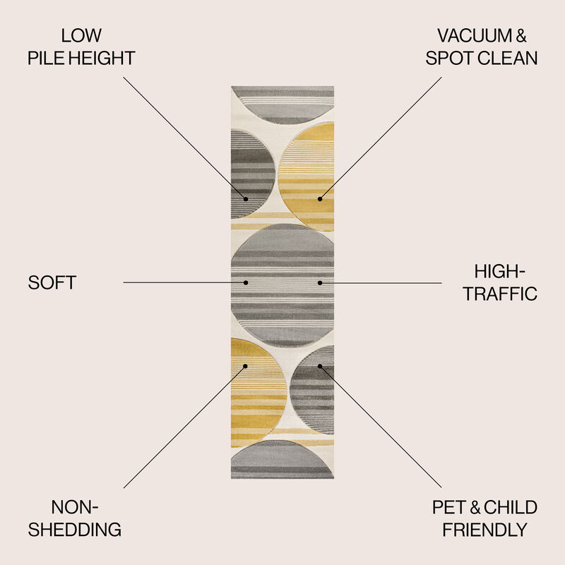 Nicky Geometric Striped Circles Area Rug