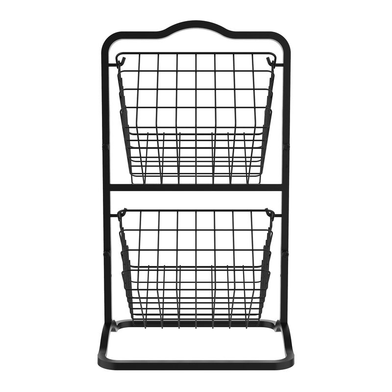 Oceanstar 2-Tier Storage Kitchen Wire Basket Stand, Black