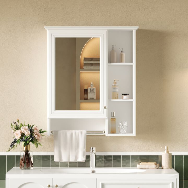 ELEMENT ACE Wall Mounted Medicine Cabinet with Adjustable Shelf and Integrated Towel Bar Organization Solution