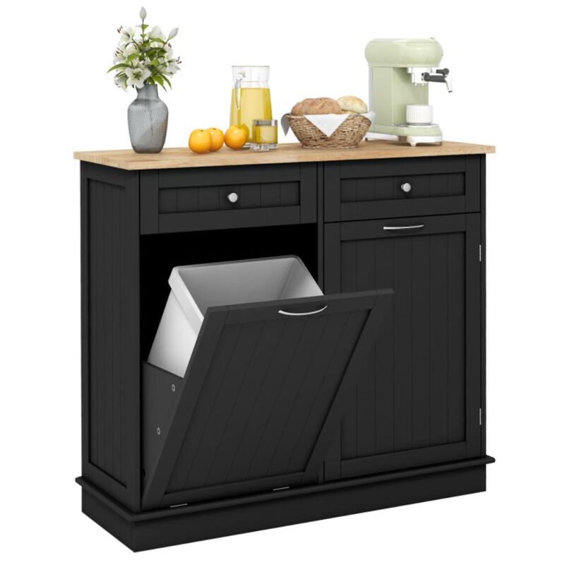 Hivvago Kitchen Tilt Out Trash Cabinet with 2 Drawers and Adjustable Shelf