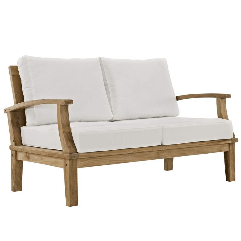 East End Imports EEI-1469-NAT-WHI-SET Marina 4 Piece Outdoor Patio Teak Sofa Set44; Natural White image number 3
