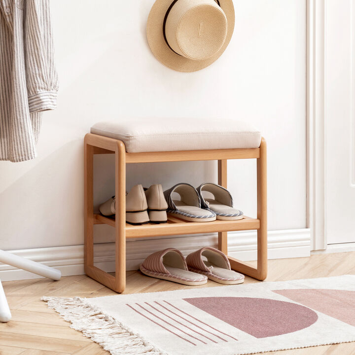 Streamdale Beechwood Shoe Bench with Cushion