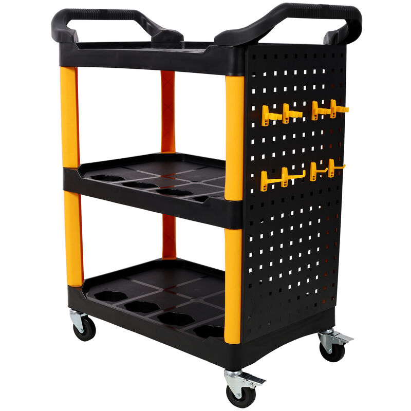 ELEMENT ACE 3 Tier Rolling Heavy Duty Utility Organizer Cart with Pegboard Hooks Spray Bottle Holders for Garage Workshop Auto Detail Repair Shop Tool Storage image number 1
