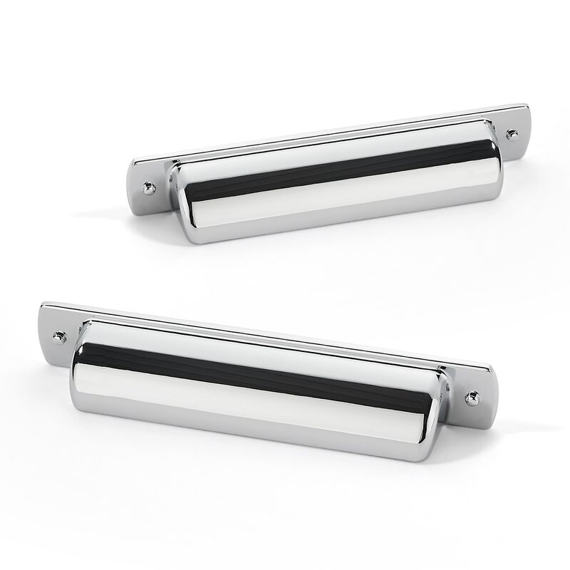 khtumeware 10 Pack 4"" Polished Chrome Cabinet Cup Pulls Kitchen Hardware Cabinet Handles Drawer Handles Knobs 4 inch Hole Cente