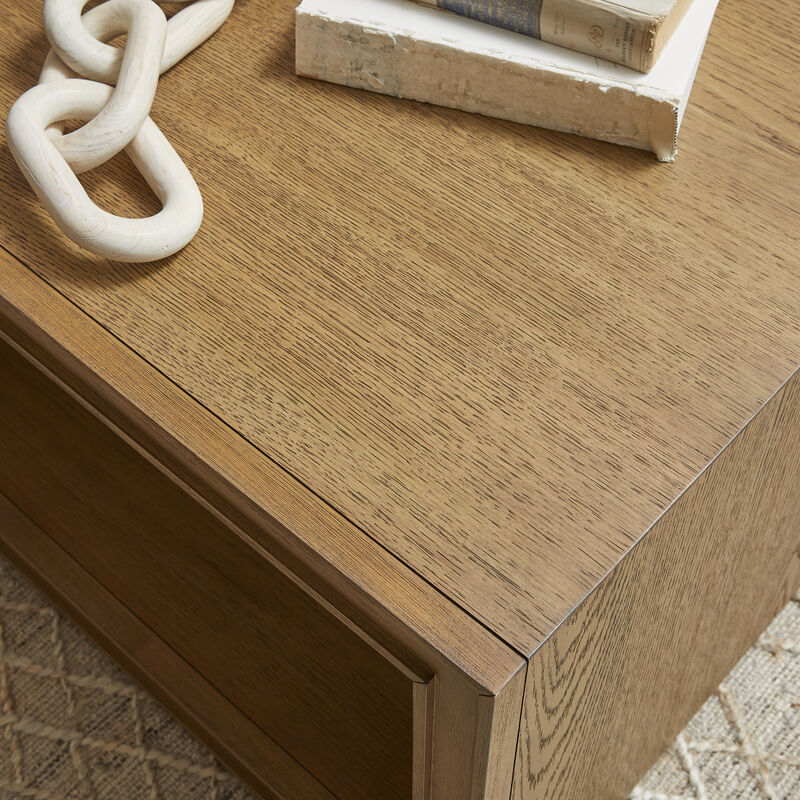 Waterfall Brown Rectangular Coffee Table with Casters