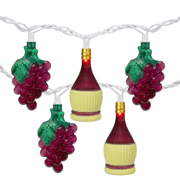 10-Count Grape and Wine Bottle Novelty String Christmas Light Set  7.5ft White Wire