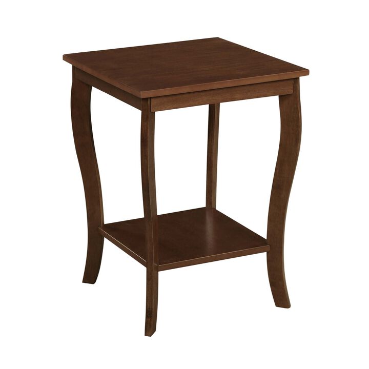 Convenience Concepts American Heritage Square End Table with Shelf, Espresso